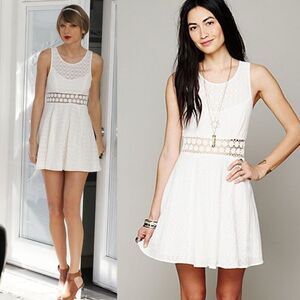 Free People Daisy Cutout Lace Mini Dress Women’s 2 White Boho Festival Flirty